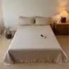 Estilo Coreano Cobertura de Cama 100% Algodão Conjunto de Três Peças Cor Sólida Algodão Lavado com Areia Colcha Acolchoada Colcha Simples 100% Algodão Cobertura de Cama Acolchoada de Algodão Tatami