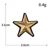 Patch Bordado de Computador Estrela de Cinco Pontas Pequeno Patch de Tecido Bordado com Fio Dourado e Prateado com Suporte Adesivo para Roupas Patch Sem Costura Venda por Atacado