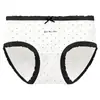 Ropa interior para niña estudiante linda de lunares con lazo, de cintura media, entrepierna extendida, borde de encaje, algodón puro, cómoda, transpirable, para mujer