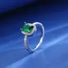 Anel de zircônia colorida com diamante para amor transfronteiriço feminino de alta qualidade com abertura ajustável em forma de coração anel feminino totalmente cravejado de diamantes atacado
