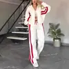 Traje de Moda Deportiva Casual 2025 Estilo Coreano Chaqueta Rayada Retro Conjunto de Pantalones de Manga Larga Sencillos Otoño