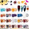 Maquillaje de uñas de Halloween lentejuelas joyería calabaza bruja fantasma calavera murciélago polvo de brillo comercio exterior mayoreo