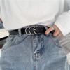Moda Corea del Sur Cinturón de Hebilla Redonda de 3 Pasadores para Mujer Simple Estudiante Personalidad Moda Estilo Coreano Ins Cinturón para Chicas Denim Delgado