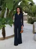 Conjunto de top e calça elegante e luxuoso, com gola lapela, acinturado, com saia evasê, fenda, mangas compridas, curto e de corte slim, para mulheres, adequado para o outono no trabalho