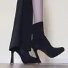Botines elegantes de tacón grueso y plataforma para mujer, estilo nuevo, punta fina, ajuste ceñido, modernos y estilizan, 2026, sexys y elegantes