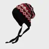 Adorable Gorro Pequeño de Lana Estilo Coreano para Mujer, Cálido para Otoño e Invierno, de Punto con Lazo para Proteger las Orejas, Gorro de Punto Moderno para Exteriores