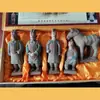 Juego de Cinco Piezas de Guerreros y Soldados de Terracota de Qin al por Mayor Figuras de Arcilla Negra Souvenirs Artesanales de Turismo de Xi'An Leidezhu Especial