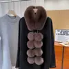 Bufanda nueva de piel sintética de zorro, estilo coreano, elegante y afelpada, con cierre magnético, ofreciendo una sensación lujosa y cálida, y con pompones de piel sintética