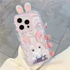 Funda de teléfono de dibujos animados 3D de orejas de conejo y zorro Judy y Nick, adecuada para iPhone 17, funda de plumas de Apple 18 de dibujos animados