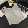 Venta al por mayor de fábrica Chica americana sexy estilo retro tirantes cremallera chaleco pequeño algodón con almohadilla en el pecho cuello cuadrado ropa interior base mujer