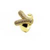 Anel de zircônia microincrustada 26 Anel de letra inglesa anel de abertura ajustável banhado a ouro claro anel de letra de biscoito