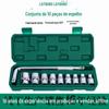 Conjunto de Ferramentas Combinadas de Soquete de 10 Peças 1/2 Soquete Sextavado Curto Soquete de Haste Curva 8-24mm Conjunto de Ferramentas para Reparo de Carro