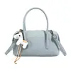 Bolsa de Bowling Estilo Coreano com Padrão de Lichia para Mulheres, Bolsa de Mão de Grande Capacidade, Bolsa de Ombro Cruzada Versátil e Fashionável, Bolsa Almofada