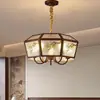Lámpara de Sala de Estar Medieval Araña Esmalte Chino Nuevo Lámpara Principal de Vestíbulo Retro Francés Restaurante Estudio Lámparas de Dormitorio