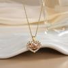 Colar Estilo Coreano com Pingente de Coração Zircônia Microincrustada Cobre Banhado a Ouro de Alto Padrão Novo Estilo Luxo Leve Moda Simples Elegante