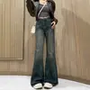 Jeans Micro-Lar de Corpo em Forma de Pera Feminino 2024 Novo Plus Size Menina Cheinha Cintura Alta Solto Emagrecimento Calças de Perna Larga Estreita