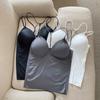 Pure Wish Cuello Hielo Seda Hermoso Espalda Ropa Interior Tirante Largo con Almohadilla en el Pecho