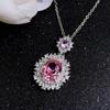 Conjunto de tesouro de cor de luxo europeu e americano incrustado mar azul topázio anel citrino brincos colar de diamante rosa atacado