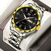 Reloj para Hombre Calendario Chino e Inglés Caja de Diamante Luminoso Resistente al Agua Moda Comercio Exterior Sencillo en stock Reloj de Cuarzo Correa Sólida