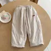 Yiyowey Novas Calças de Algodão Largas de Outono e Inverno para Crianças Meninos e Meninas Bebê Quentes Casuais Versáteis Calças de Perna Larga com Plus Veludo Tendência