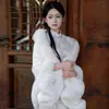Estilo República da China Manto Shawl de Pelúcia Branca Imitação Jaqueta Feminina com Cheongsam Outono e Inverno Tricot Elegante