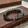 Pulseira Dragão Novo Banhada a Prata Masculina Retrô Tendência Agressiva Pulseira Masculina Banhada a Prata Quilha Vento Frio Sensação Avançada Fábrica Direta