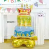 Vela Nova Cor Bolo de Três Camadas Balão Decoração de Festa de Aniversário Infantil Layout YAY Balão de Folha de Alumínio para Bolo
