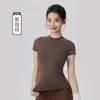 Amazon Comercio Exterior Transfronterizo Ropa de Fitness para Mujer Manga Corta Transpirable Elástica Secado Rápido Gimnasio Entrenamiento Ajustada Camiseta