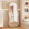 Espejo de Vestir de Moda para Dormitorio del Hogar, Espejo de Pie de Lujo para Niñas, Espejo Irregular de Cuerpo Entero Estilo Ins Ondulado