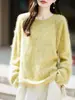 Nuevo Suéter de Punto de Lana Cachemir Otoño/Invierno 2026 Cuello Redondo Manga Larga Hilo Floral Suave Cepillado Top de Lana