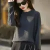 Suéter Redondo de Lana 100% Pura con Incrustaciones de Diamantes para Mujer, Ajuste Holgado Adelgazante, Suéter Suave y Sedoso Pullover Tejido Top para Vestir por Debajo