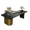 Nueva Mesa de Té de Madera Maciza Estilo Chino Modelo Nuevo 2025 Mesa de Té de Nogal Negro Norteamericano Doble Uso para Preparación de Té Seco y Húmedo, Mesa de Té de Lujo Ligero