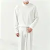 Descatalogada de la tienda departamental~ Camiseta blanca de manga larga con cuello semi-alto, camiseta base de algodón puro de peso pesado para hombre, modelo nuevo para primavera, otoño e invierno, versátil