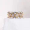 Anillo de encaje de plata de ley para mujer s925 proceso de trefilado de plata de ley hueco totalmente bañado en diamante oro de 18K anillo venta al por mayor venta caliente