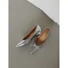 Primer encuentro temporada lino lunares~ Puntera puntiaguda lazo boca poco profunda zapatos de salón para mujer versátiles plata interior realzador zapatos de salón