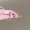 Pendientes de lazo de cinta sencillos y dulces, diseño de nicho, pendientes de diamantes pequeños de moda, estilo coreano, nuevos pendientes para mujer.