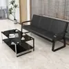 Sofá moderno minimalista para oficina, adecuado para áreas de recepción de negocios, sofá de tres plazas con un juego simple de mesa de centro y mesa auxiliar cuadrada, envío gratis
