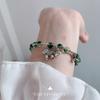 Pulsera de la Suerte de Fantasma Verde Estilo Coreano para Mujer Plata de Ley 925 Cristal Verde Campanas Cuentas de Transferencia Pulsera Elegante para Regalo