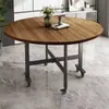Mesa de comedor plegable, extra gruesa, mesa redonda grande móvil, mesa de comedor multifuncional con ruedas, almacenamiento, tipo plegable.