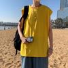 Camiseta sin mangas de color liso de marca de moda para niños, estilo coreano de verano, chaleco holgado a la moda, estilo hip-hop, camisa básica atractiva.
