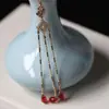 Horquilla Hanfu con Borla Colgante Semiacabado, Calidad que Conserva el Color Borla de Mariposa Romboidal, Una Borla de Nube Borgoña