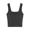 Chaleco de tirantes sencillo que combina con todo, con cinturón, almohadilla para el pecho, para uso interior y exterior, con una hermosa espalda sin mangas, base de color liso, ropa interior para mujer