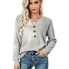 Estilo Europeo Estación Independiente Camisa de Punto Abotonada Suéter Holgado de Manga Larga Color Sólido para Mujer Otoño Invierno Nuevo Top Casual