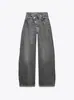 Za2025 Nueva Ropa de Primavera para Mujer de Comercio Exterior Popular Europea y Americana Ropa de Trabajo Casual Retro Nuevo Jeans de Doble Botonadura de Pierna Ancha
