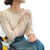Suéter de punto gris de manga larga para mujer, nuevo suéter fino 2026, top básico suelto de cuello redondo estilo Chanel