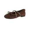 Zapatos de Peluche Birkenstock para Mujer 2026 Nuevo Estilo Lazo Correa Única Más Terciopelo Cálidos Suela Plana Mocasines Zapatos Casuales