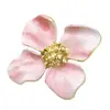 Casaco de Pele com Botão Grande Flor de Quatro Pétalas Padrão Pontos Rosa Corta-vento Botão Decorativo Jaqueta de Tweed Botão de Metal