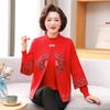 Elegante abrigo grueso de manga tres cuartos camisa de manga larga para debajo traje de dos piezas para abuela ropa para mujeres de mediana edad y mayores Otoño e Invierno 2023 Nuevo