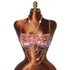 Cadena corporal de cuentas coloridas para mujer de estilo INS europeo y americano YYF, bralette sexy y elegante con cadena de cuentas vibrante en el pecho y chaleco