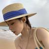 Celebridad de Internet Retro Sombrero de Copa Plano para Mujer Verano Vacaciones Junto al Mar Sombrilla Francés Plano Playa Protector Solar Sombrero de Paja Fresco